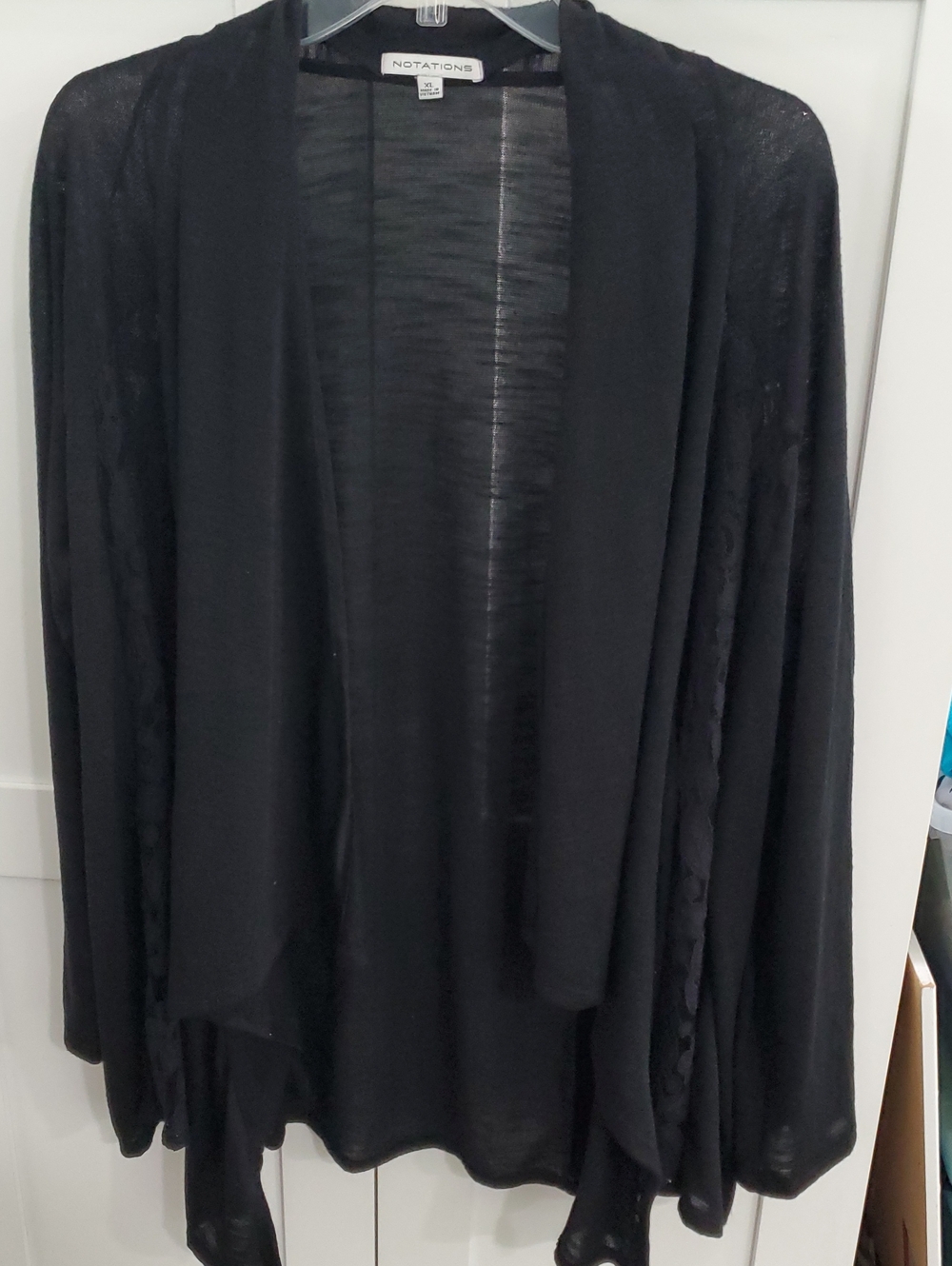Notations Black Open Front Lightweight Cardigan